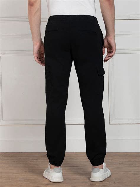 Men's Black Regular Fit Stretchable Cargo Joggers – DENNIS LINGO