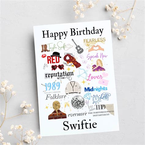 Taylor Swift Inspired Birthday Card, Swiftie, Lyrics, Swiftie Birthday ...