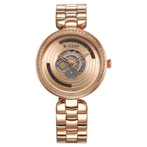 Titan Purple Abstract Quartz Analog Rose Gold Stainless Steel Strap fo ...