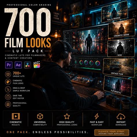700 Film Looks LUT Pack | Cinematic Color Grading Presets | Video ...