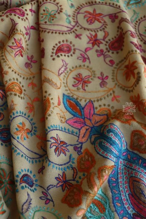 Beige Kashmiri Sozni Hand Embroidered Suit | Imperial Weaves