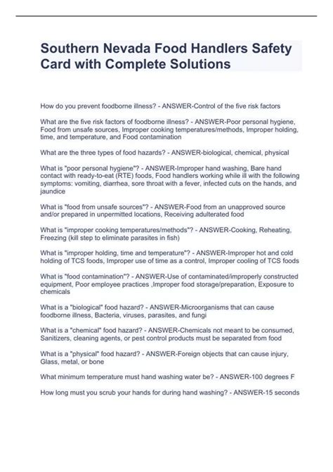 Nevada Food Handlers Card