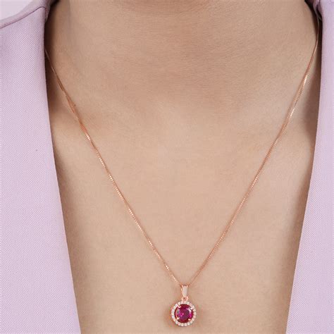 Solitaire Halo Rose Gold Plated 925 Sterling Silver Pendants – Zavya