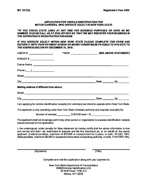 New York Vehicle Identification Application - Fill Out, Sign & Share ...