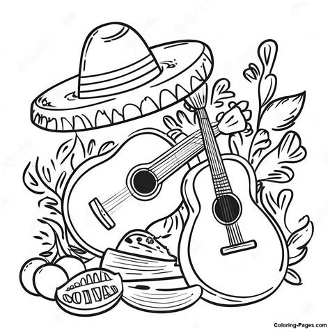 Colorful Mexican Fiesta Coloring Page | Coloring-Pages.com