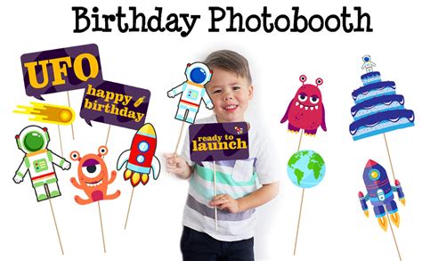 party propz 21 pcs space or astronaut photo booth props for party ...