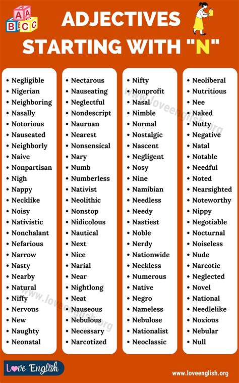 Adjectives that Start with N: 100 English Adjectives Starting with the ...