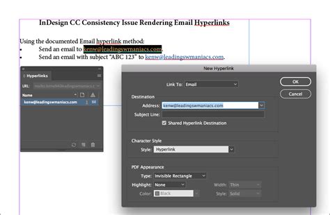 Image result for Create Hyperlink Email InDesign