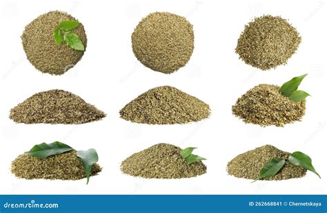 Set with Yerba Mate Leaf Mix on White Background Stock Image - Image of ...