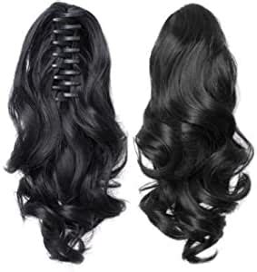 Supermarche Waves 22-Inch Black Claw Clip Ponytail Hair Extensions ...