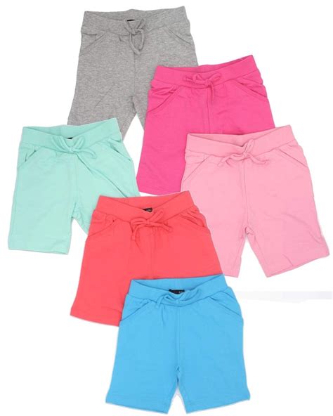 Miss Popular Girls Bermuda Shorts 6-Pack, Cotton, Elastic Waist, Bow ...