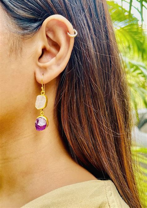 Dainty Two Stones Earrings – QUEENS JEWELS
