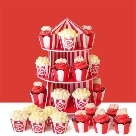 Popcorn Cupcake Wrappers - Red and White Striped - Cute Circus Party ...