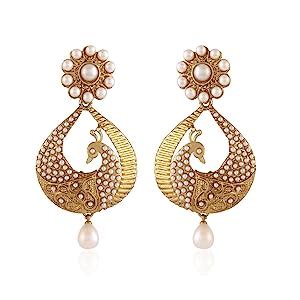 I Jewels Traditional Imitation Gold Plated Zinc Alloy pearl Earrings ...