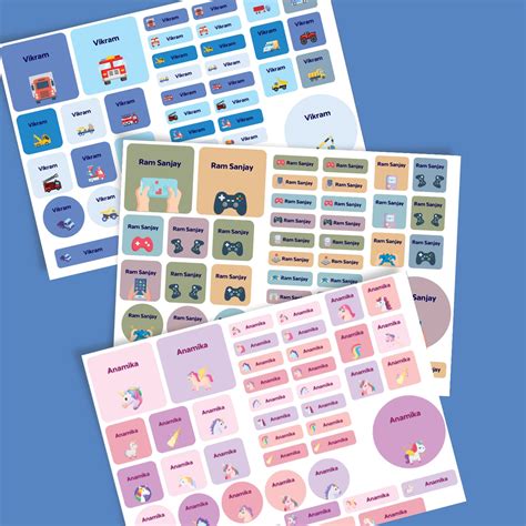 Assorted Stickers for Kids | Custom Name Labels (86 Stickers) – PM ...