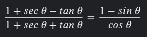 (1 + sec(theta) - tan theta)/(1 + sec(theta) + tan theta) = (1 - sin ...