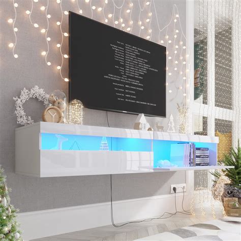 Buy Floating TV Stand with Led Lights, 71 inch Wall ed TV Shelf with ...