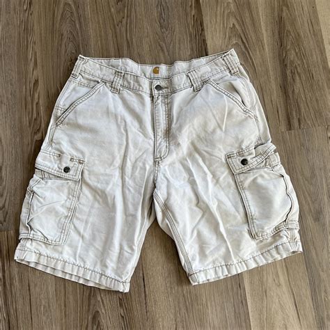Cargo carhartt shorts vintage faded cream size 36 - Depop