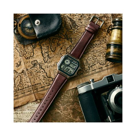 Casio Youth Digital Brown Leather Strap D383 - AE-1200WHL-5AV – Sethi Watch