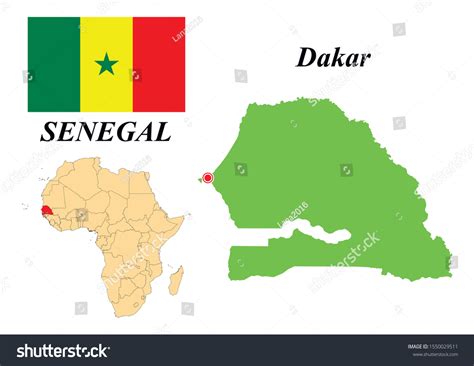 Republic Senegal Capital Dakar Contour Map Stock Vector (Royalty Free ...