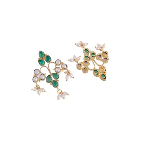 Buy Silvermerc Designs Gold Plated Green Triangular Sterling Silver ...