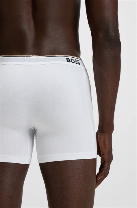 BOSS - Three-pack of stretch-cotton boxer briefs with logos - White