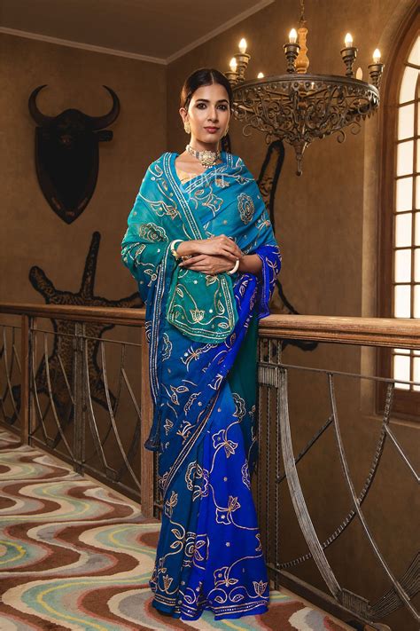 Peacock Blue Colour Saree - Elegant Peacock Blue Chiffon