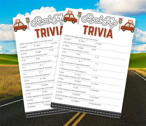 Road Trip Trivia Game: Family Car Ride Quiz (digital Download) - Etsy