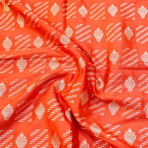 Red Pure Cotton Silk Banarasi Fabric – Khinkhwab
