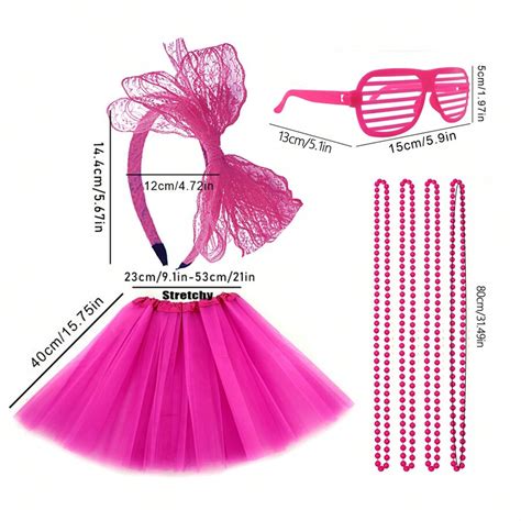 D EXCEED 7 Pcs 80s Fancy Dress Costume Accessories Lace Headband Prop ...