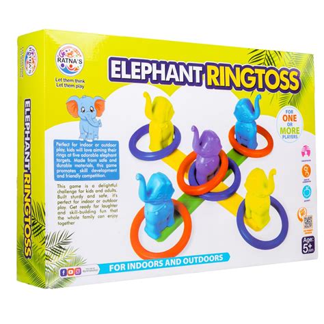 Ratna's Elephant Ring Toss Toy for Indoor & Outdoor Play, Tennikoit ...