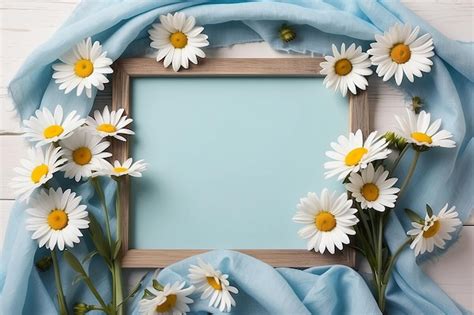 Top view frame with daisies and scarf | Premium AI-generated image