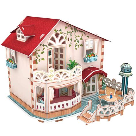Buy CubicFun Holiday Bungalow Dollhouse 3D Puzzle 114 Piece with Led ...