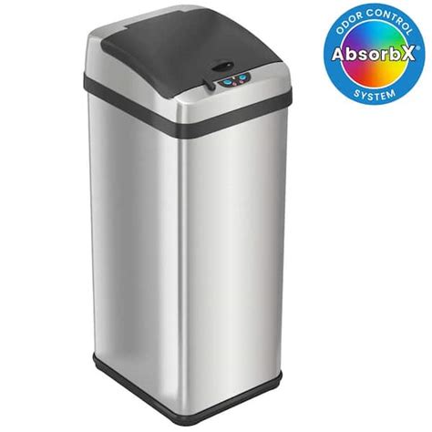 iTouchless 13 Gal. / 49 Liter Stainless Steel Household Metal Trash Can ...