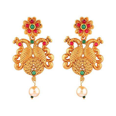 Buy Auriglam Matte Gold Plated Inticate Antique Work Kundan Stone ...