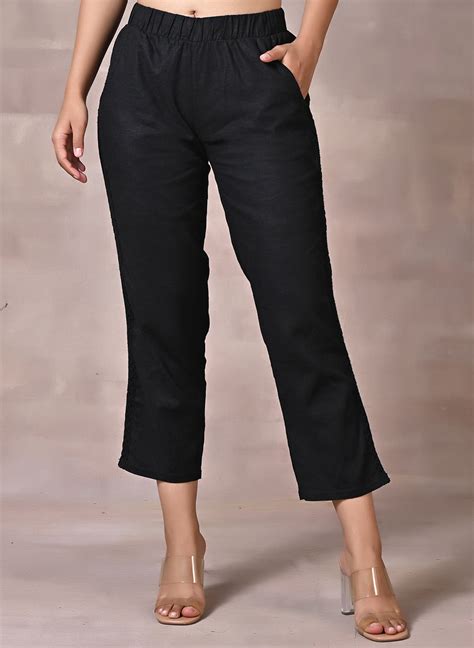 Black Regular Plain Designer Capri – Lakshita