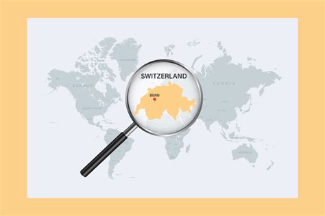 Map of Switzerland on political world map with magnifying glass 10410447 Vector Art at Vecteezy
