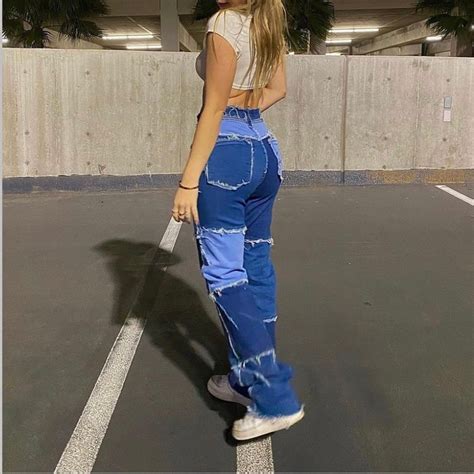 Dark Blue Patchwork Jeans – FOGSTORES