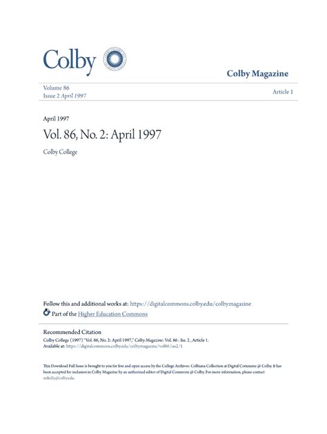 Fillable Online digitalcommons colby Colby Magazine Vol. 78 No. 2 ...
