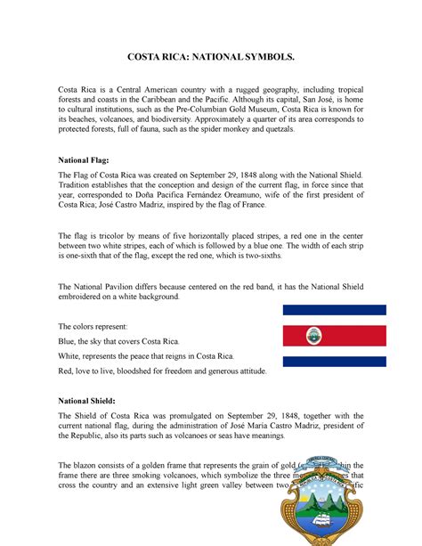 Costa Rica - National Symbols - COSTA RICA: NATIONAL SYMBOLS. Costa ...
