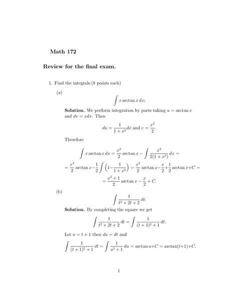 Image result for Calculus 2 Math Problems with Solutions