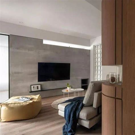 46平的一室一厅小户型，复古木质与水泥质感的结合_卧室_客厅_柜子