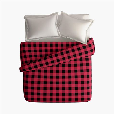 Buy PORTICO Mellow Red Checked Flannel Double Comforter - 220x240cm ...