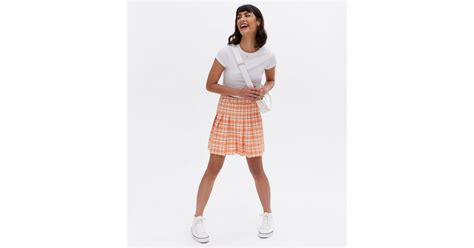 Orange Check Mini Tennis Skirt | New Look