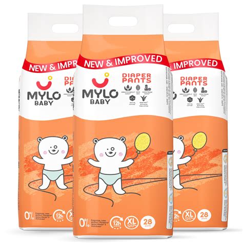 Buy Mylo Baby Diaper Pants Extra Large (XL) Size 12-17 kgs (84 count ...