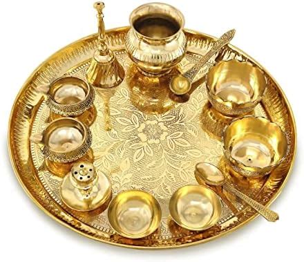 KBB BRASS POOJA THALI SET, LADDU GOPAL BHOG Set (SMALL THALI SIZE 8 ...
