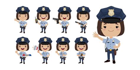 Cute policeman with different poses | Premium Vector