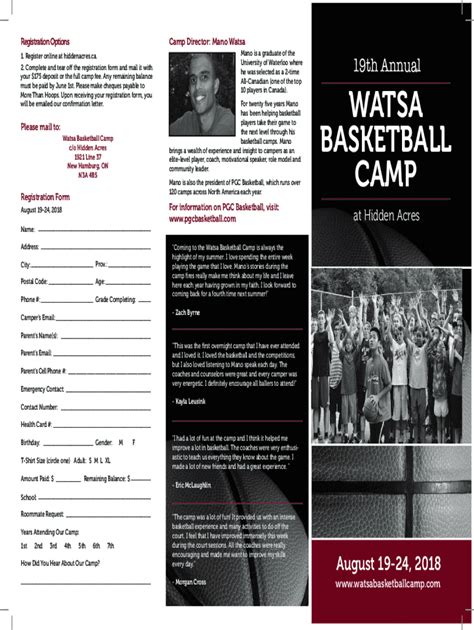 Fillable Online "How PGC Basketball Camps Impacted My Life" with Mano ...