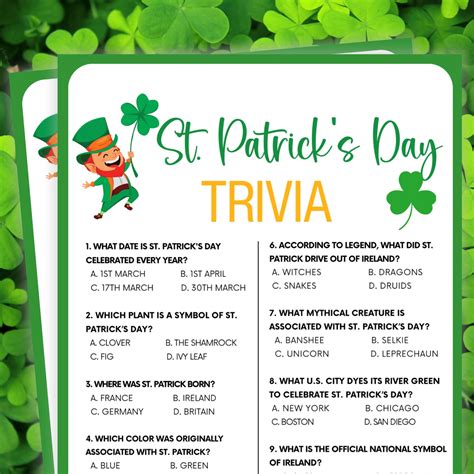 St patricks day trivia st patricks day games st patrick s day party ...