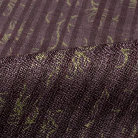 Walnut Brown And Yellow Stripes Digital Print Linen Texture Fabric(Wid ...